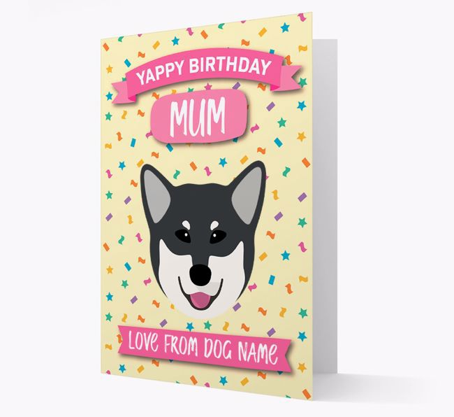 Personalised Card 'Yappy Birthday Mum' with {breedCommonName} Icon